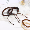 Wooden Beads Leather Adjustable Customized Leather Bracelets